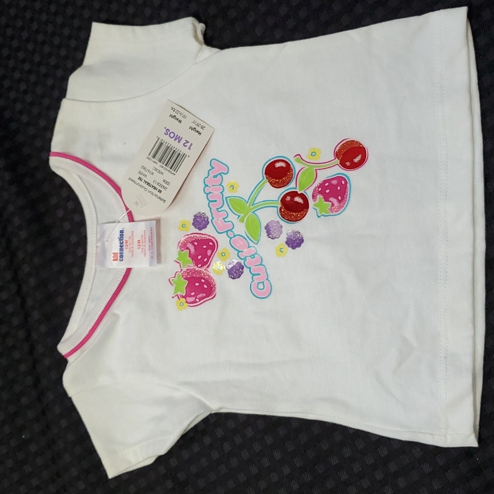 Kid Connection, Cutie-Fruity, white tee, cotton, size 12 months